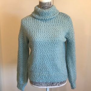 New Yes Lola Fuzzy Turtleneck Sweater Size XS Seafoam